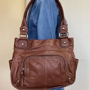 Vintage Clarks Rich Brown Leather Satchel